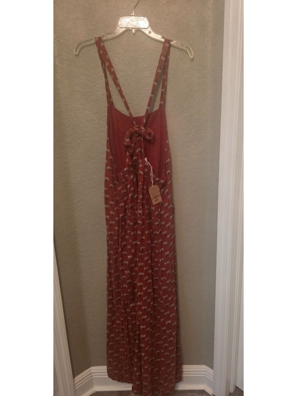 Natural Life Dakota Orange Fall Tree Novelty Wide Leg Jumpsuit Romper M NEW - Picture 4 of 7